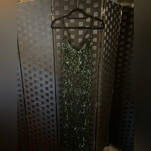 Green & Black Sequin Dress